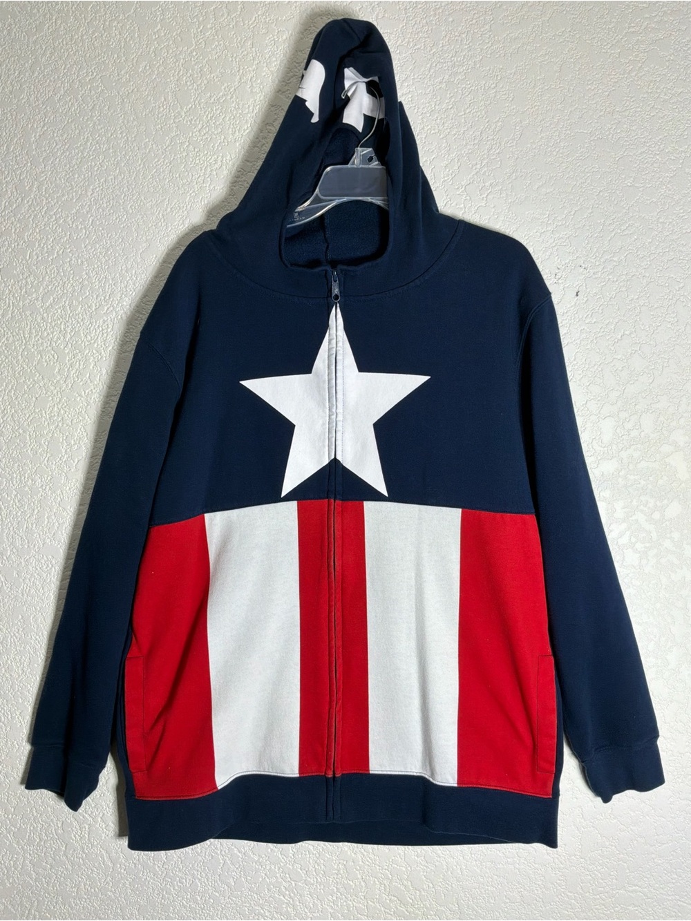 Marvel Captain America Hoodie XL – Full Zip Mask Hood Sweatshirt